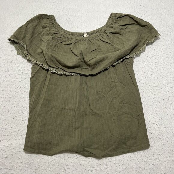 Billabong Tops - Billabong Women's Medium Spring Fling Off The Shoulder Flounce Top Lace Trim